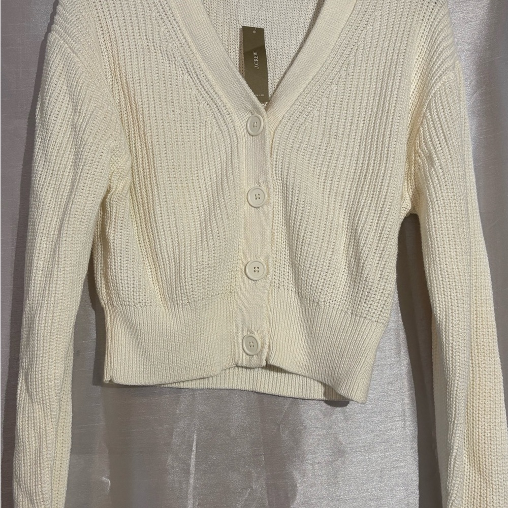 Women's Cream Sweater Cardigan J Crew NWT Size Medium V neck